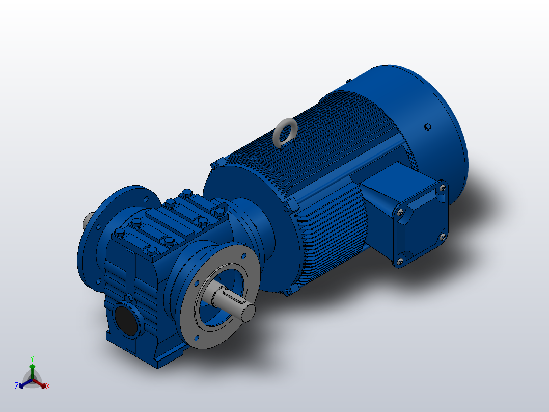 SF67法兰轴伸式安装斜齿-蜗轮蜗杆减速机SF67-YV5.5-4P-13.27-M1-0°-A+B主视图