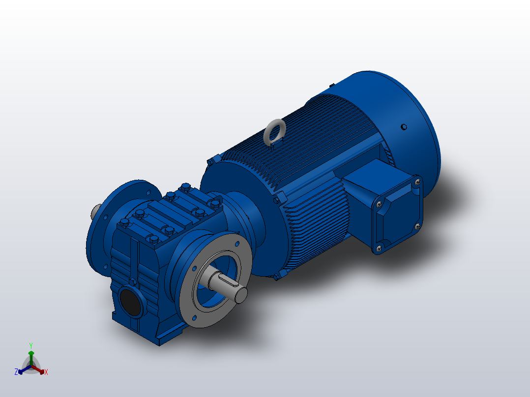 SF67法兰轴伸式安装斜齿-蜗轮蜗杆减速机SF67-YV5.5-4P-13.27-M1-0°-A+B正等轴测图