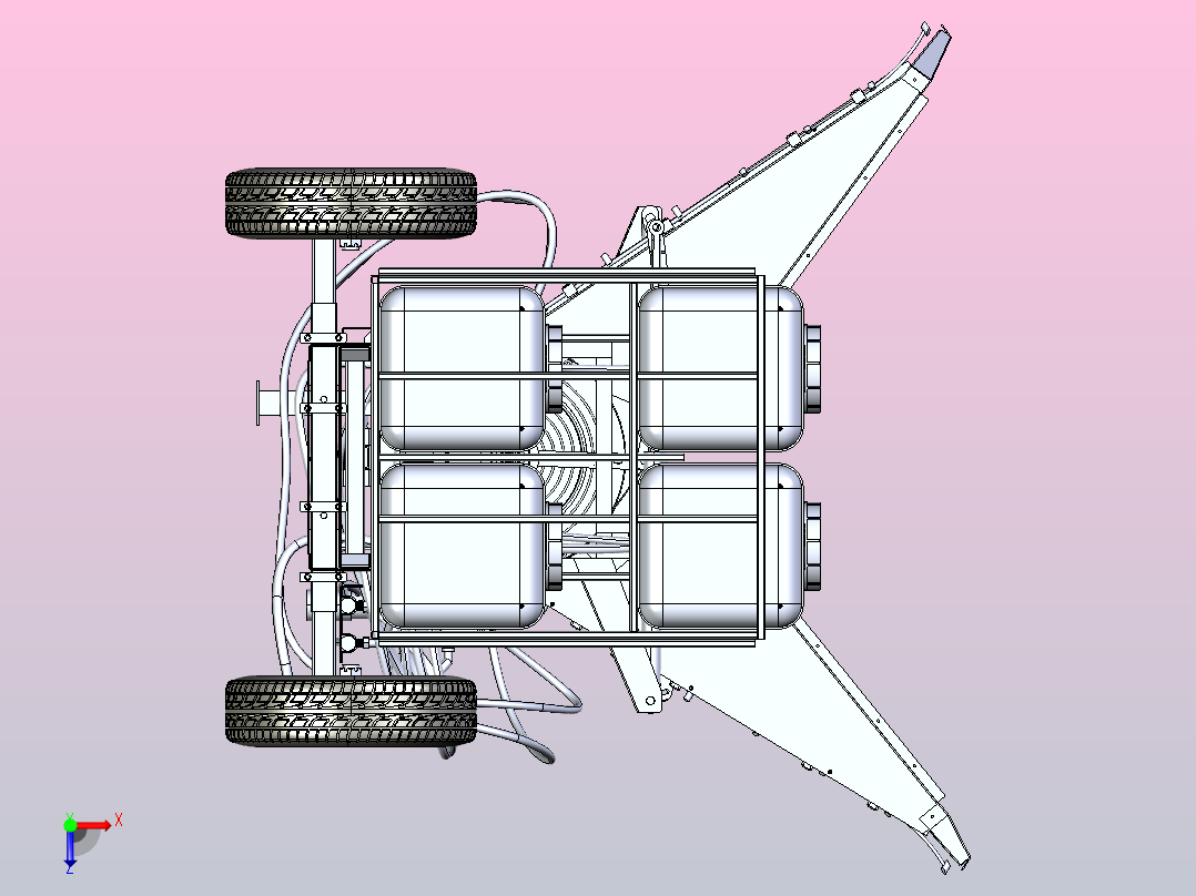 喷药拖式小车打药机俯视图