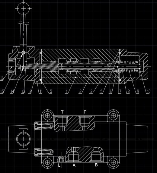 三位四通手动换向阀（SW+CAD+说明书）缩略图