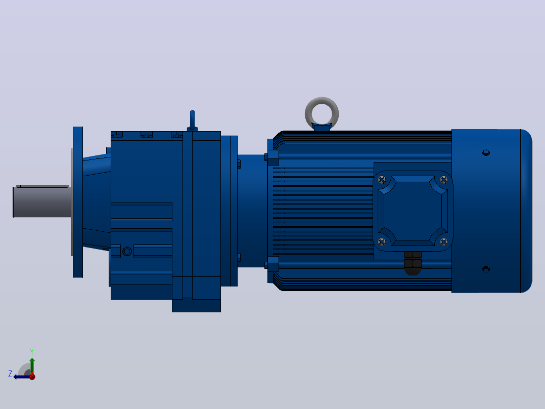 RF107法兰轴伸式安装斜齿轮减速机RF107-Y18.5-4P-180M-M1-0°-Φ350右视图