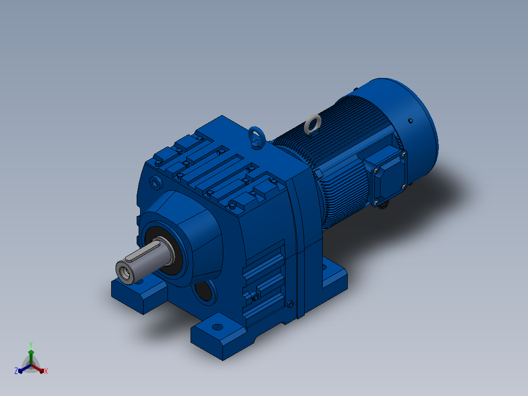 R67底脚轴伸式安装斜齿轮减速机R67-Y0.25-4P-71-M1-0°主视图