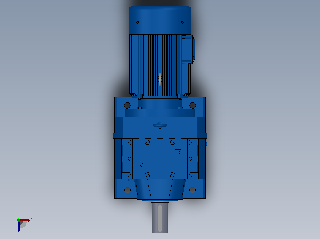 R67底脚轴伸式安装斜齿轮减速机R67-Y0.25-4P-71-M1-0°俯视图