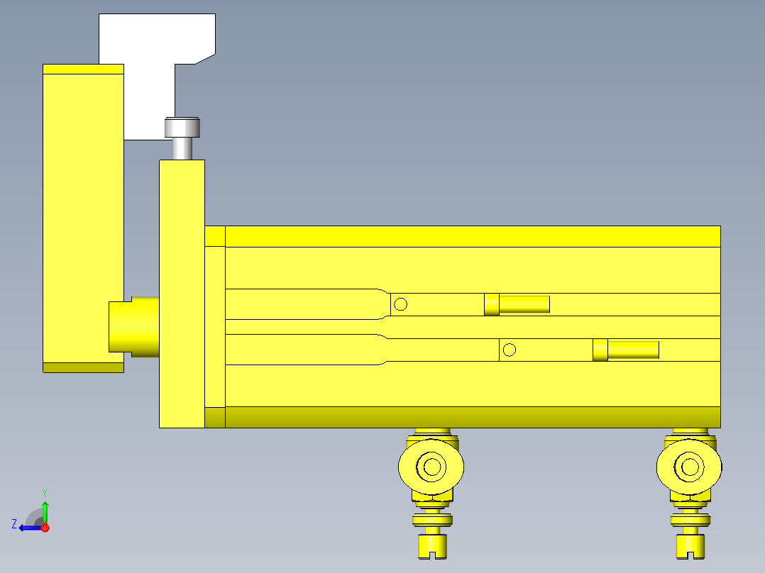 旋转夹紧的工件定位右视图