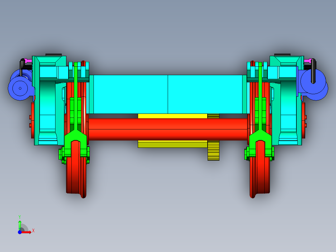 Coco轴转向架3D模型图纸 STEP格式前视图