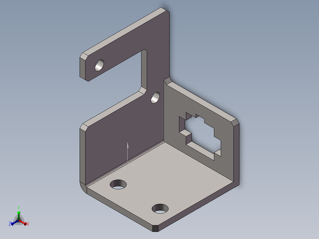 负压传感器、步进电机端坐安装架正等轴测图