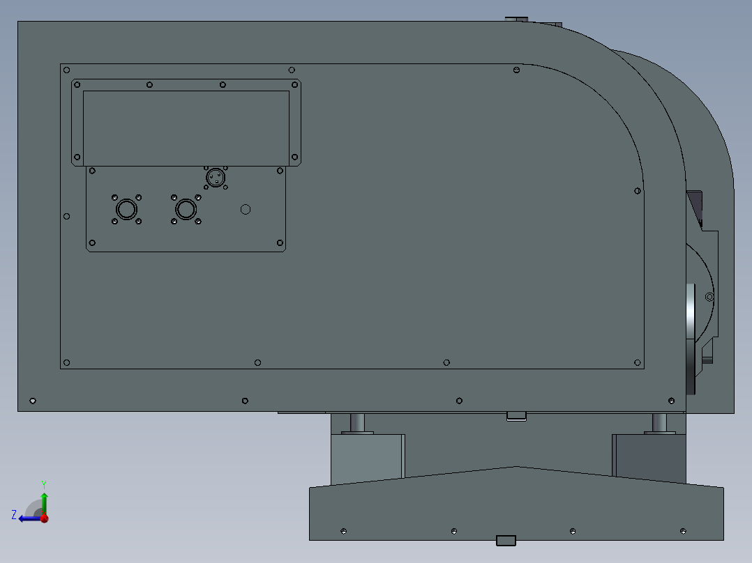 五轴CNC转台3D图纸右视图