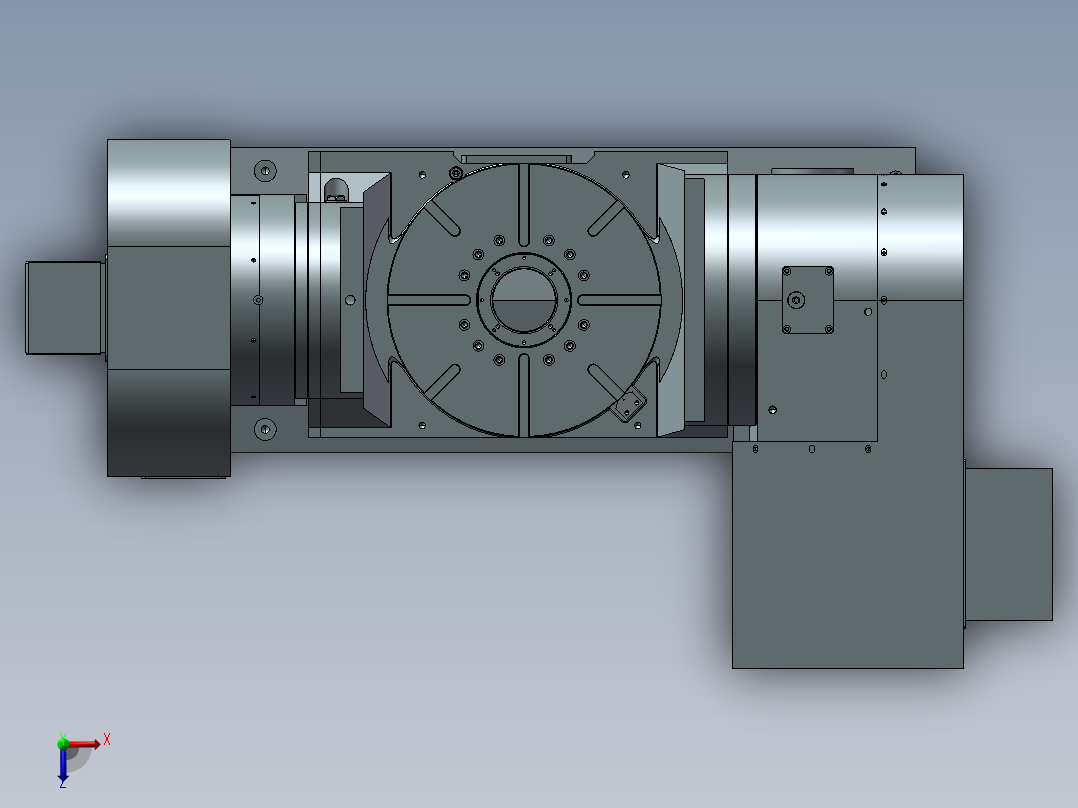 五轴CNC转台3D图纸俯视图