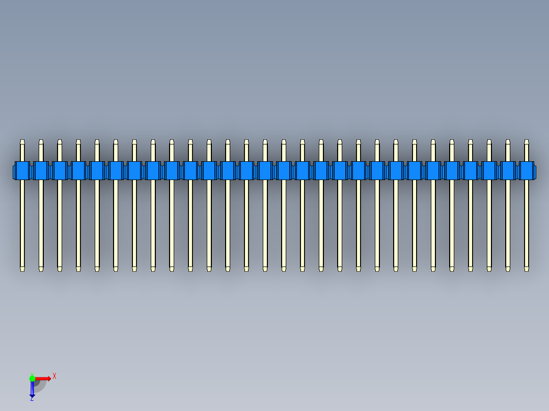 彩色公头100mil（2.54mm）系列-DS1021_blue_3x28p_100mil_Type5_rev1.0俯视图