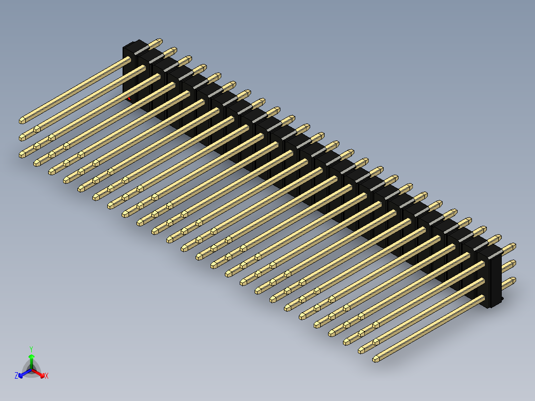 彩色公头100mil（2.54mm）系列-DS1021_black_3x25p_100mil_Type19_rev1.0正等轴测图