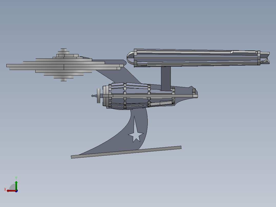 激光下料拼图星际战舰3CAD-Parasolid, SOLIDWORKS 2016后视图