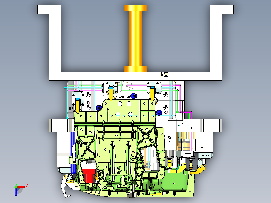 VOLVO减震塔五轴液压工装俯视图