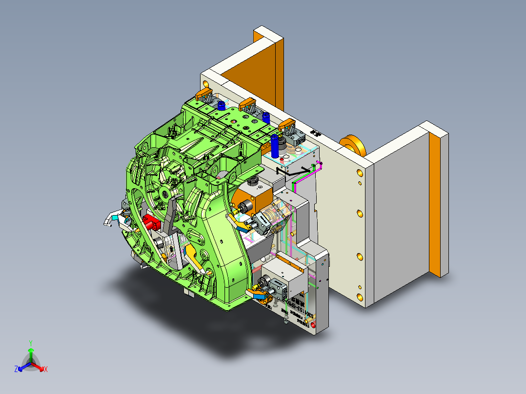 VOLVO减震塔五轴液压工装正等轴测图