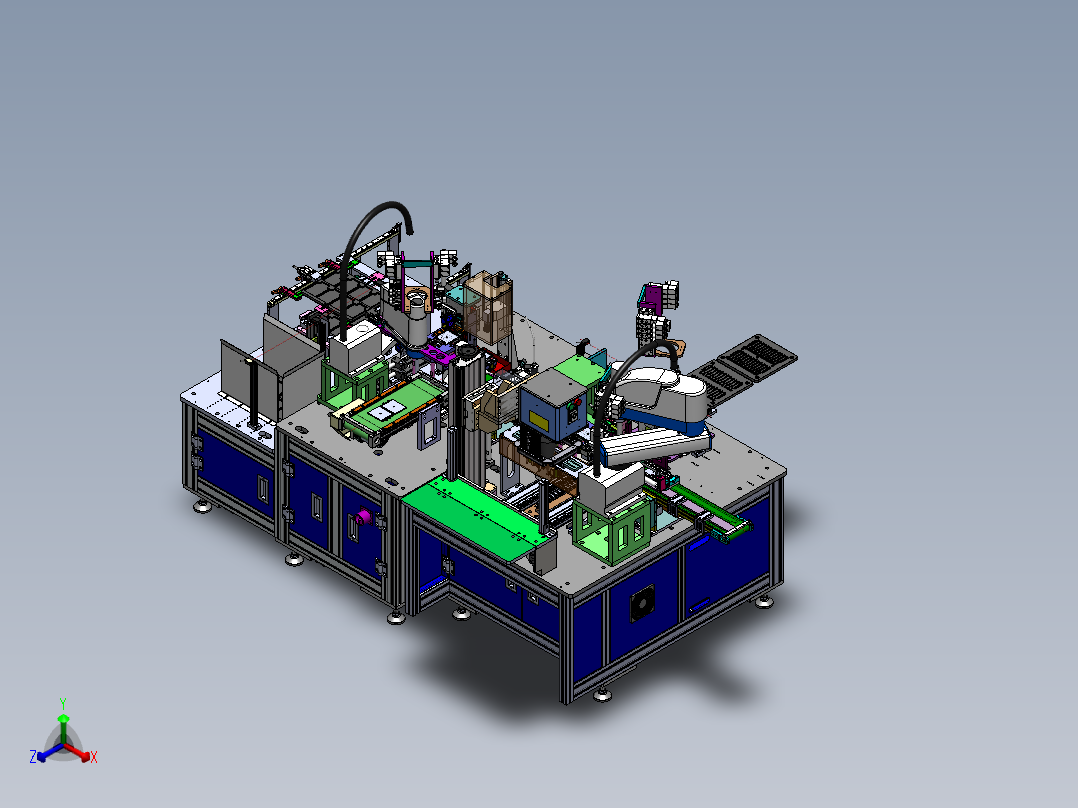 cell自动焊接线sw18可编辑正等轴测图