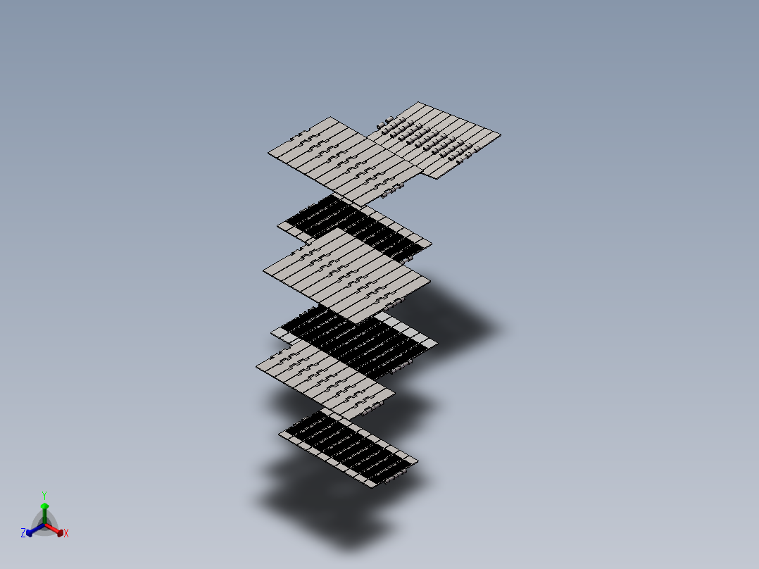 双绞直行输送链板 SS802系列正等轴测图