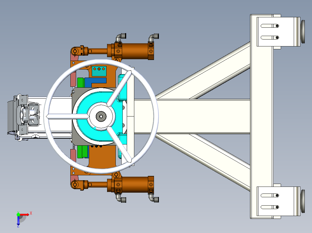 手动翻转变位机3D数模图纸 Solidworks设计俯视图