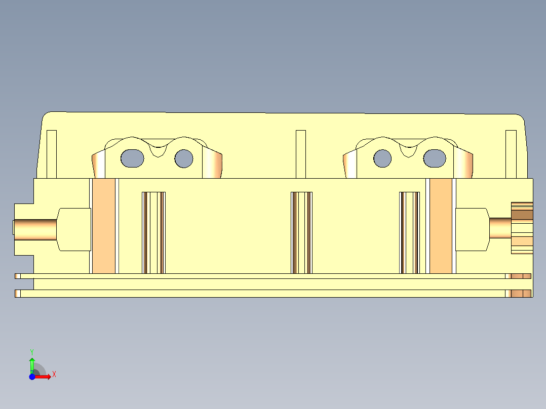 煤矿前部运输机中部溜槽3D，三维图前视图