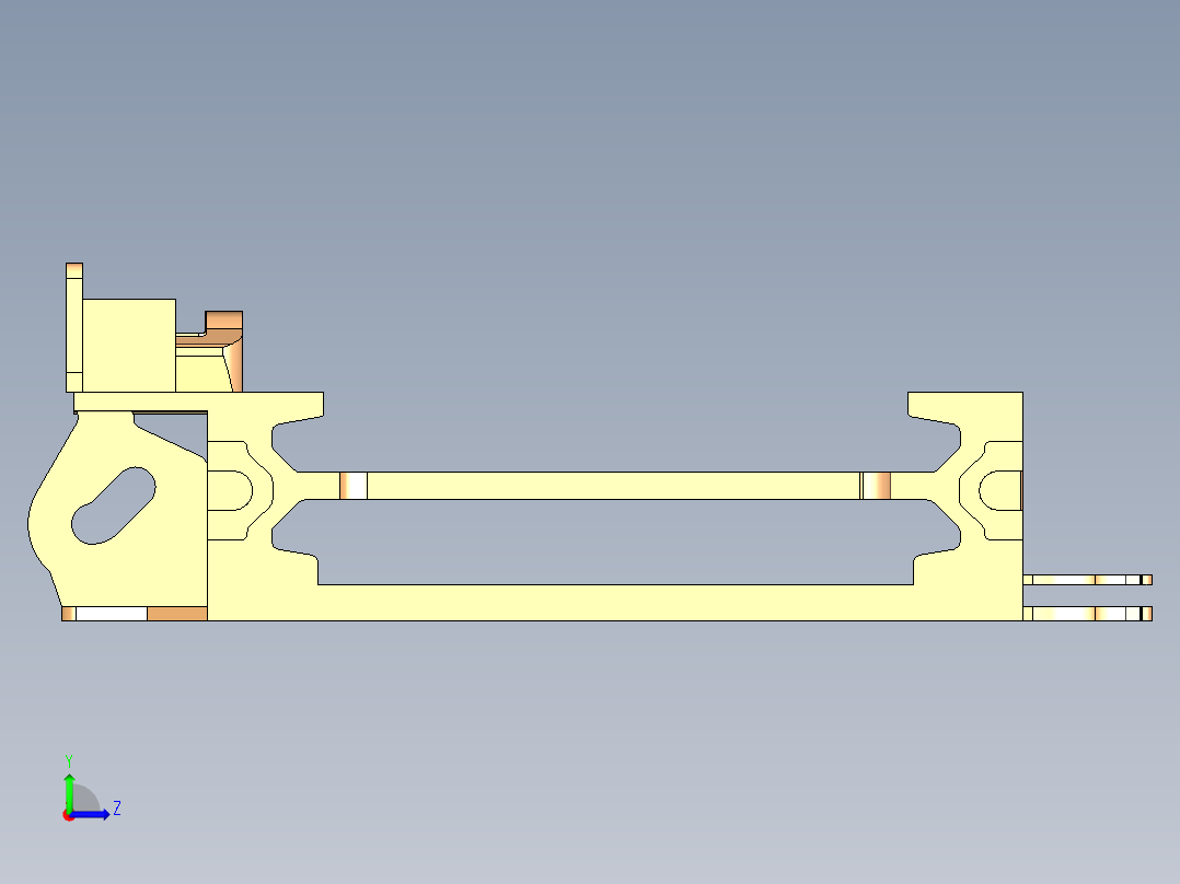 煤矿前部运输机中部溜槽3D，三维图左视图