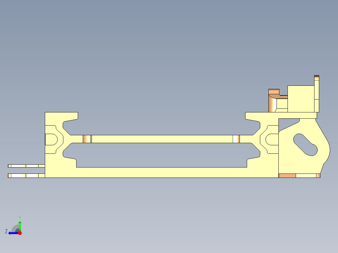 煤矿前部运输机中部溜槽3D，三维图右视图