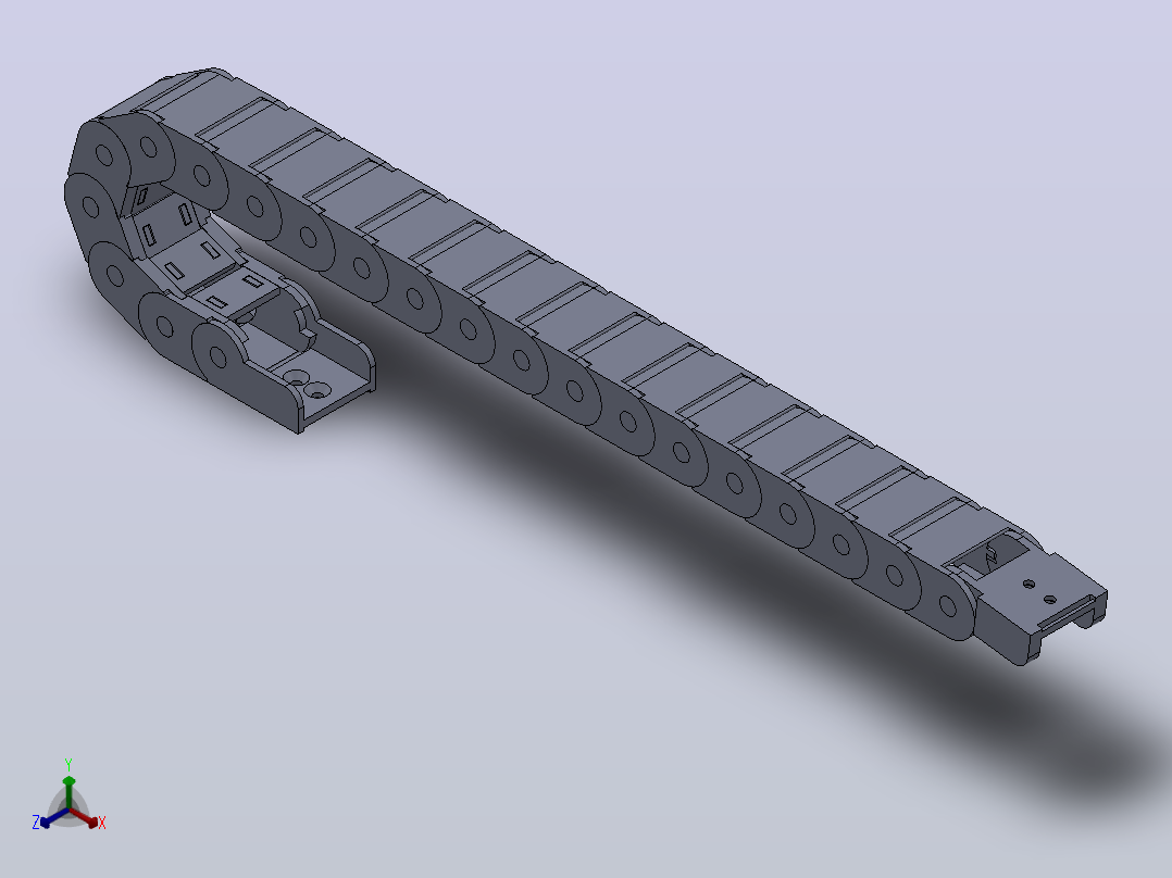 内高15内侧打开型TA半封闭式拖链[DSL15HTA-15-20-R28-20-A1]正等轴测图