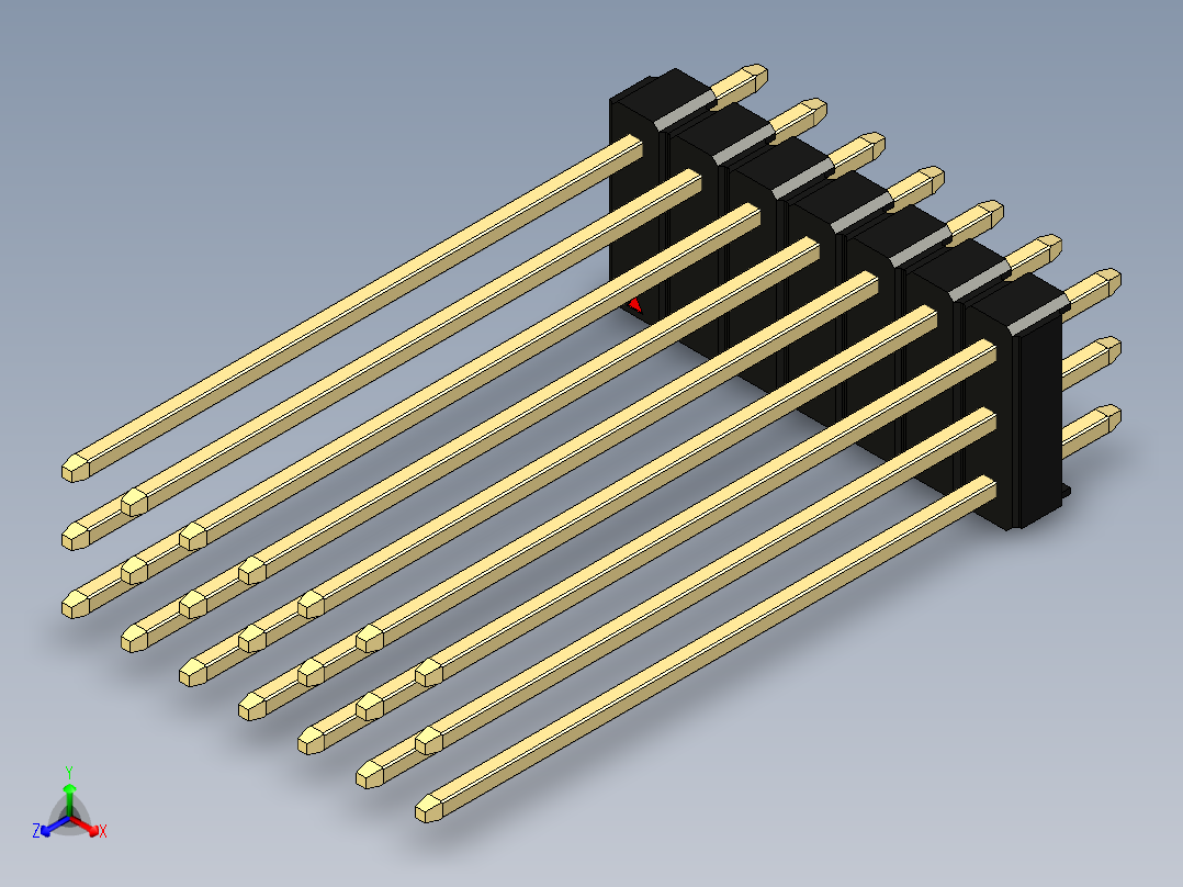 彩色公头100mil（2.54mm）系列-DS1021_black_3x07p_100mil_Type43_rev1.0正等轴测图