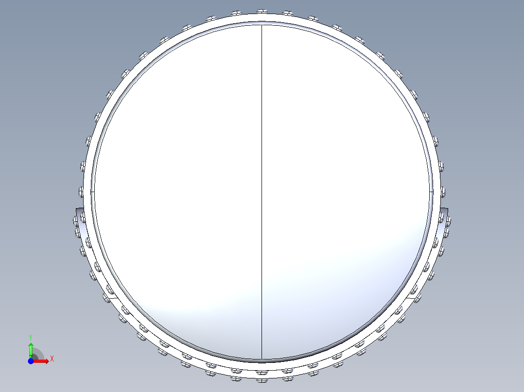 铆接锅炉滚筒前视图
