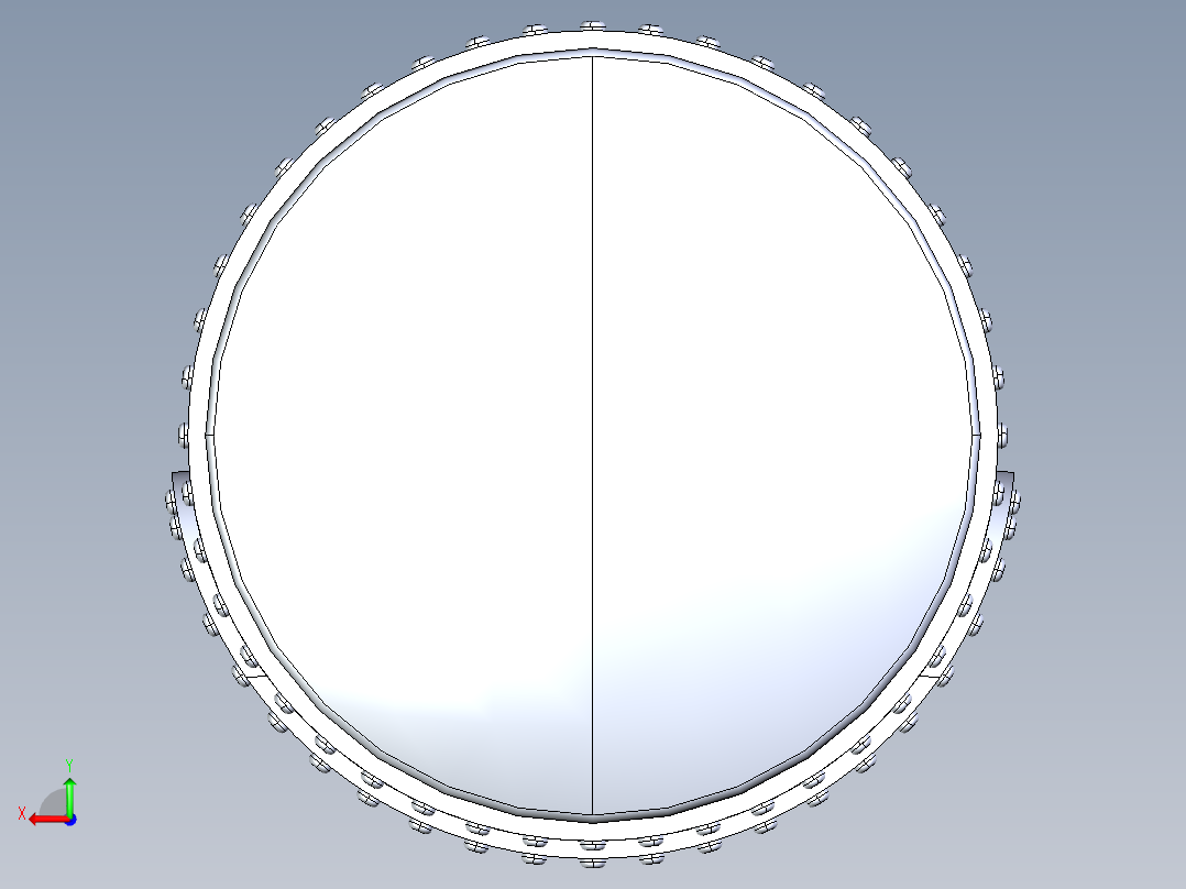 铆接锅炉滚筒后视图