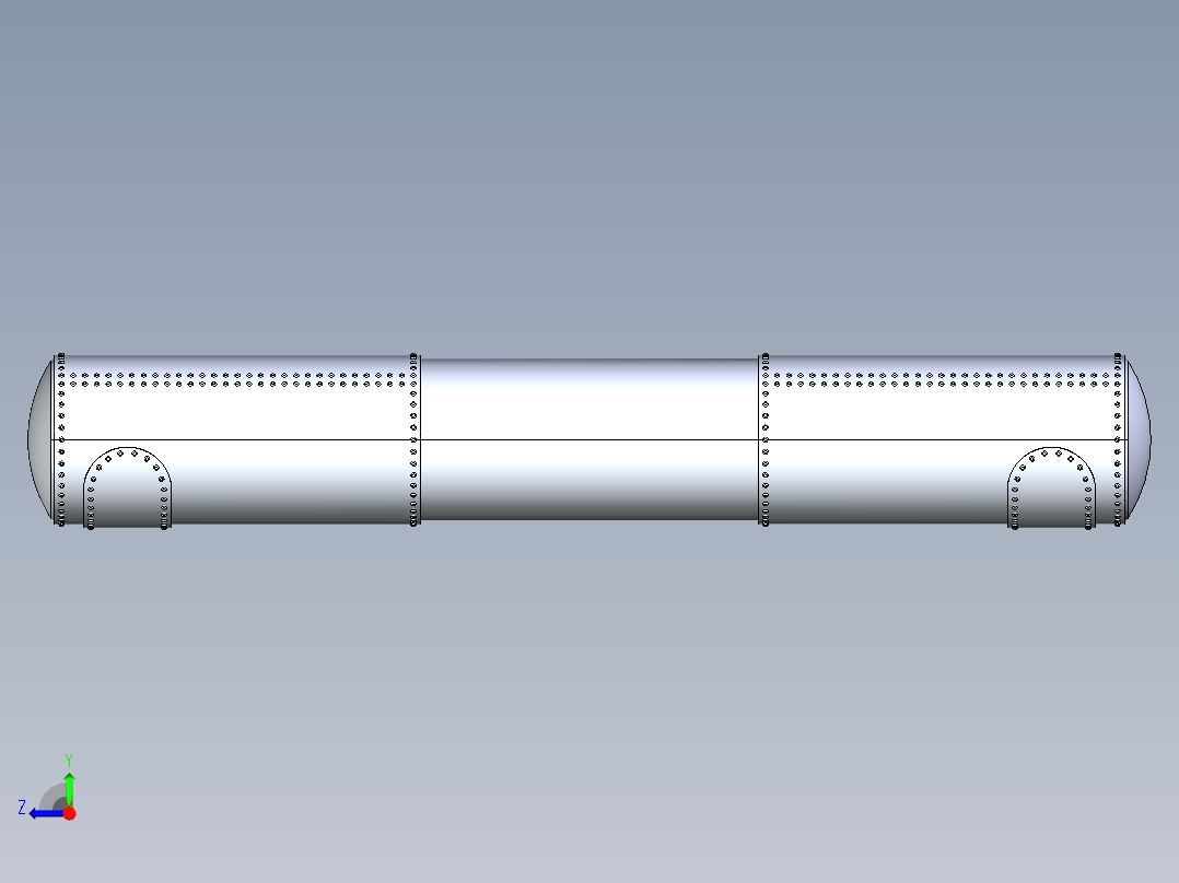 铆接锅炉滚筒右视图