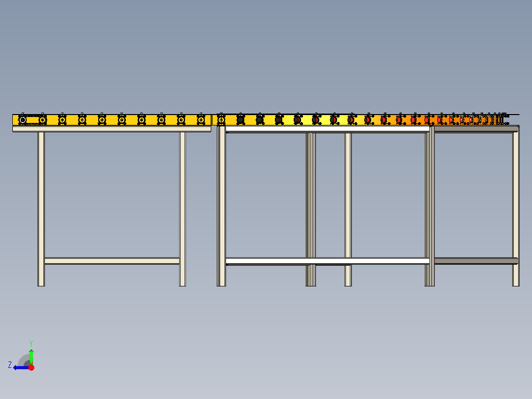 滚筒回程输送机 180°转弯roller-return-conveyor-180-X_T右视图