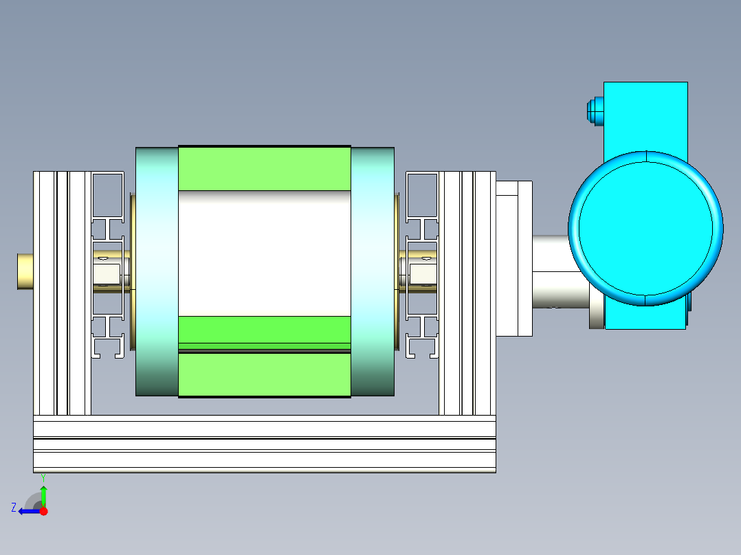 裙边皮带线装配体右视图