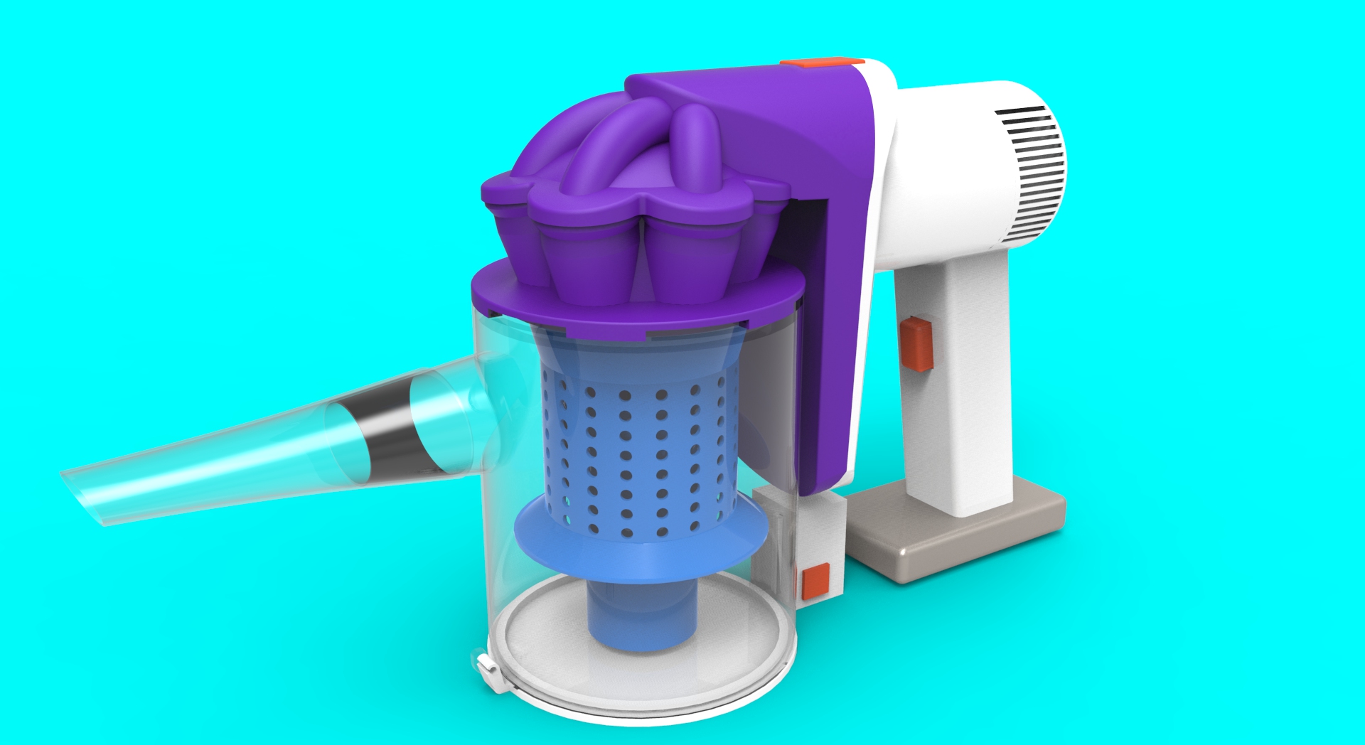 手持式车用多功能吸尘器结构设计（含三维图+仿真动画）