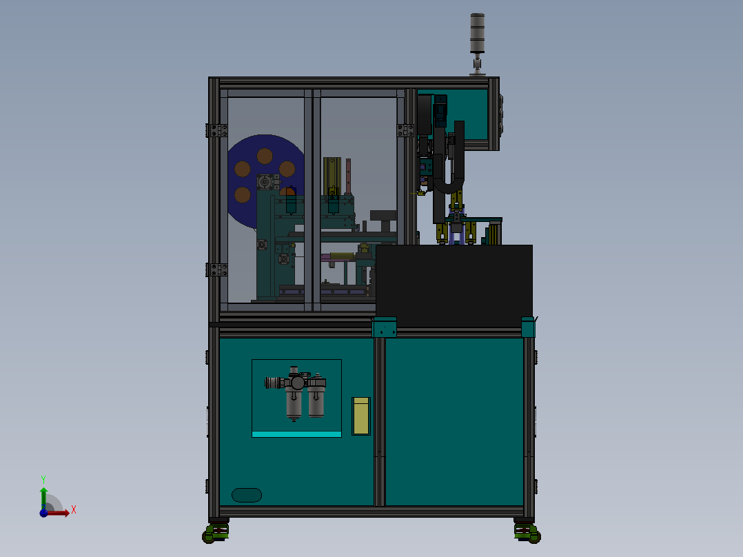 遮阳板铝管贴膜机自动化设备sw2016可编辑前视图