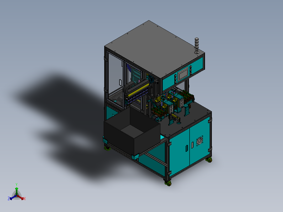 遮阳板铝管贴膜机自动化设备sw2016可编辑正等轴测图