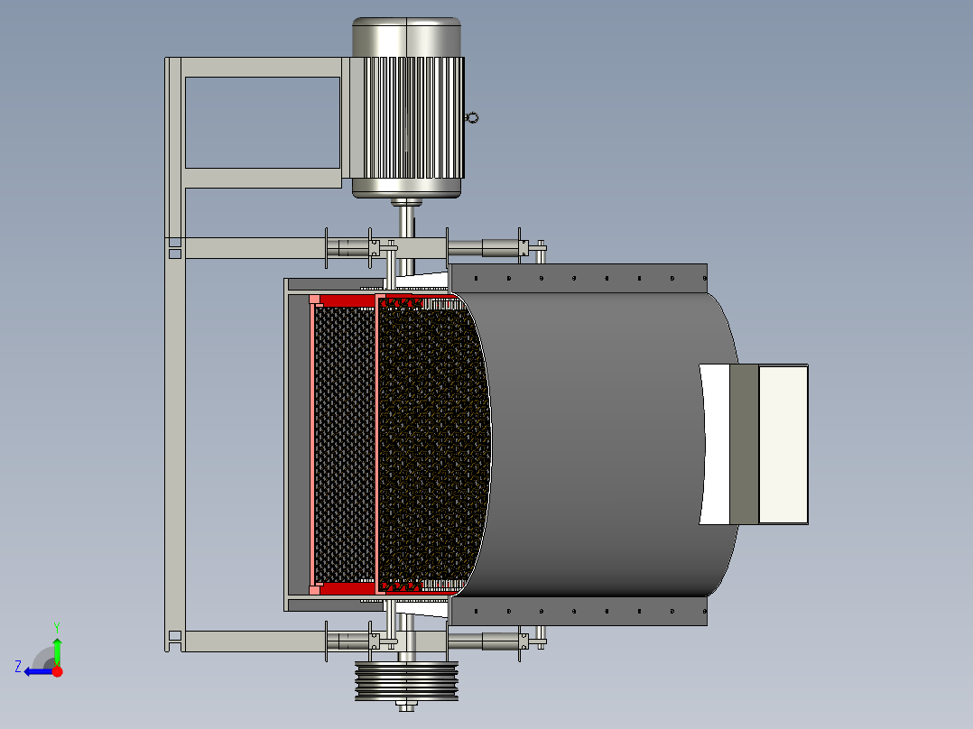 破碎筛分装置的设计与仿真creo5.0.zip右视图