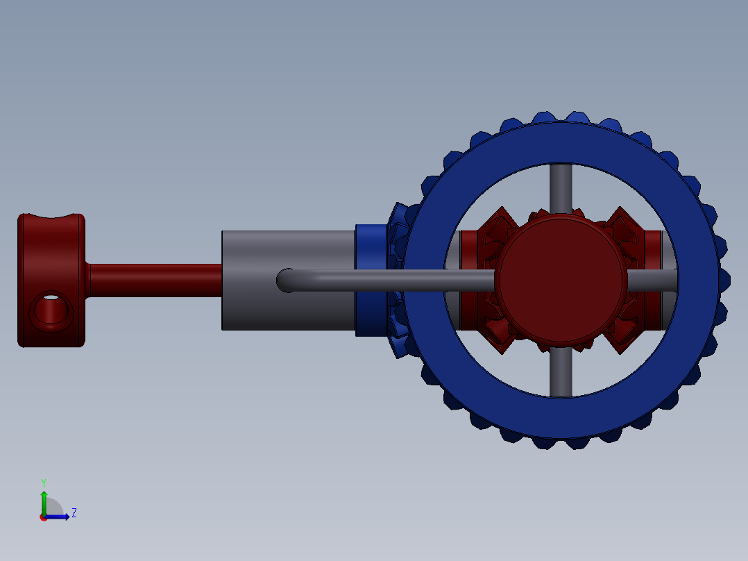 差速器演示机构简易3D图纸左视图