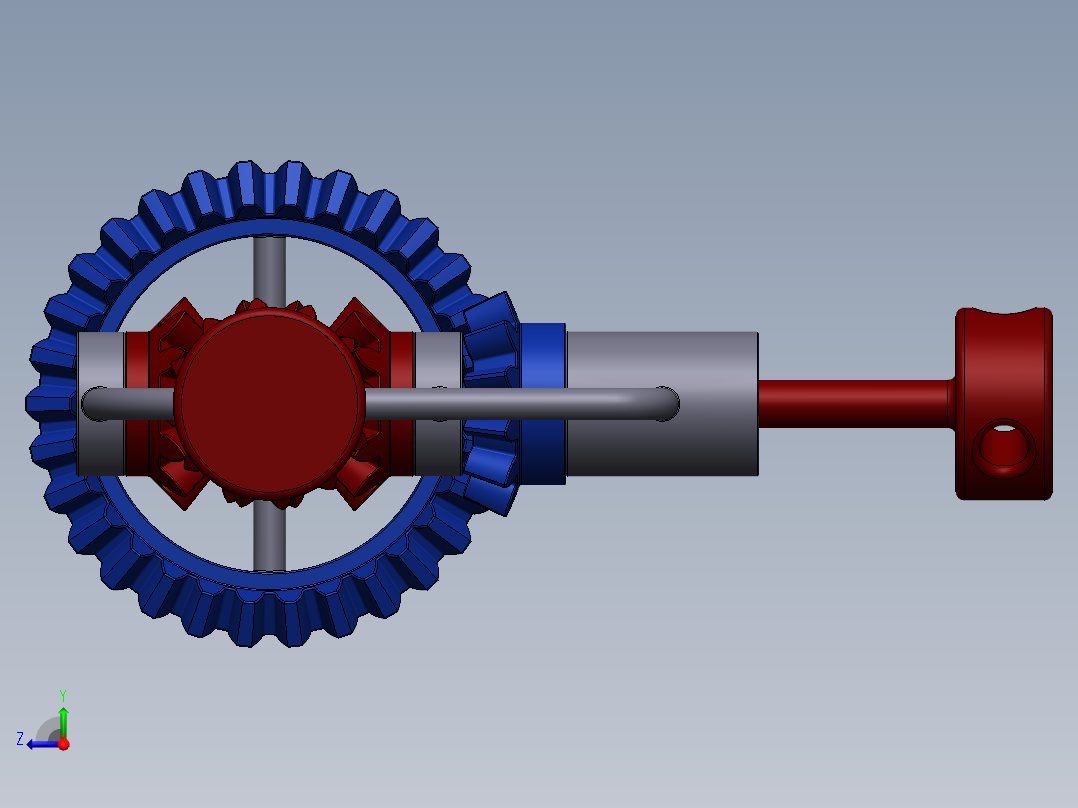 差速器演示机构简易3D图纸右视图