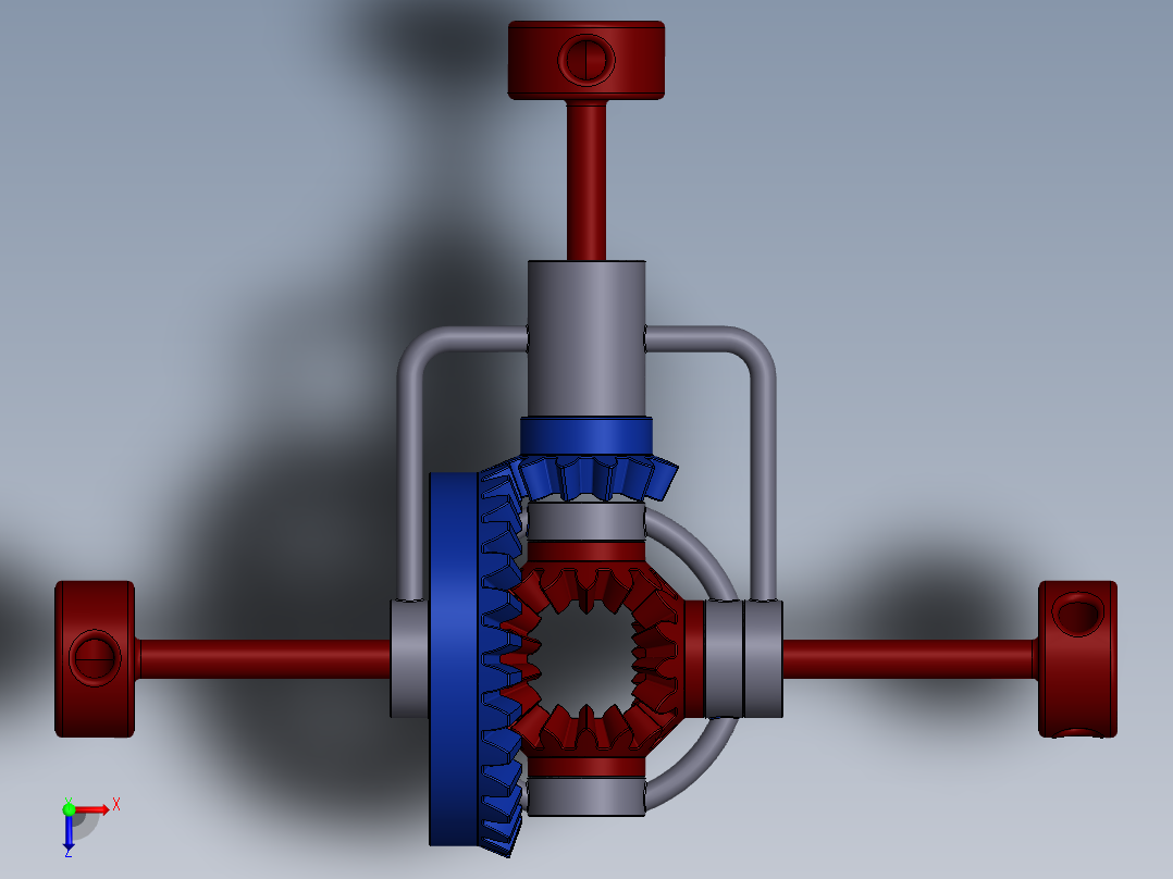 差速器演示机构简易3D图纸俯视图