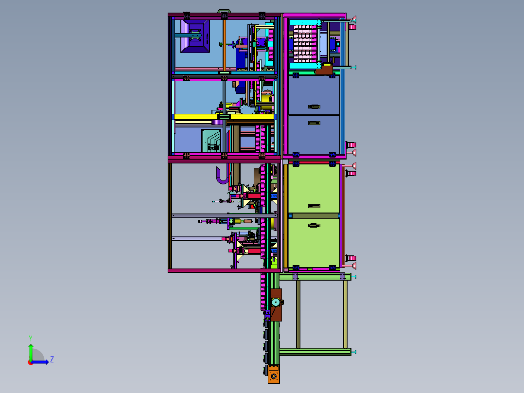 打磨机齿轮箱全自动装配设备左视图