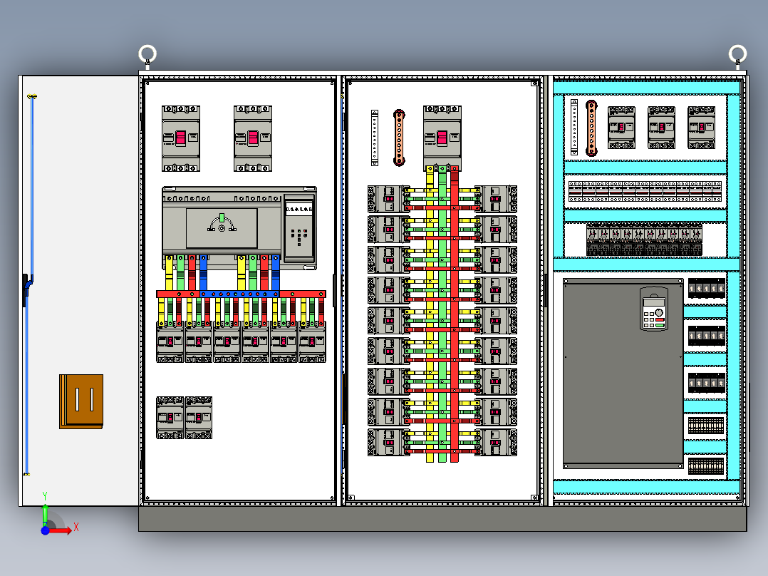三柜组装双电源630A竖装变频器控制柜 55885前视图