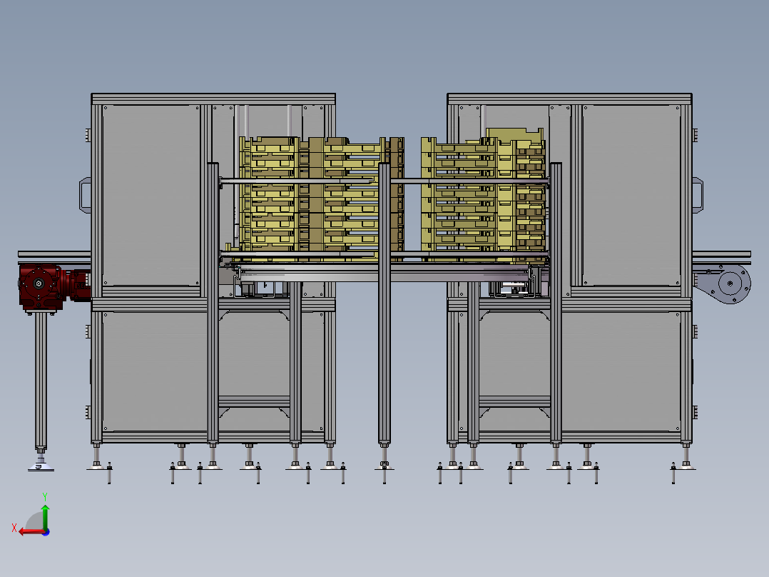料盒缓存自动叠拆生产线后视图