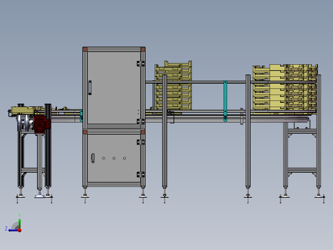 料盒缓存自动叠拆生产线右视图