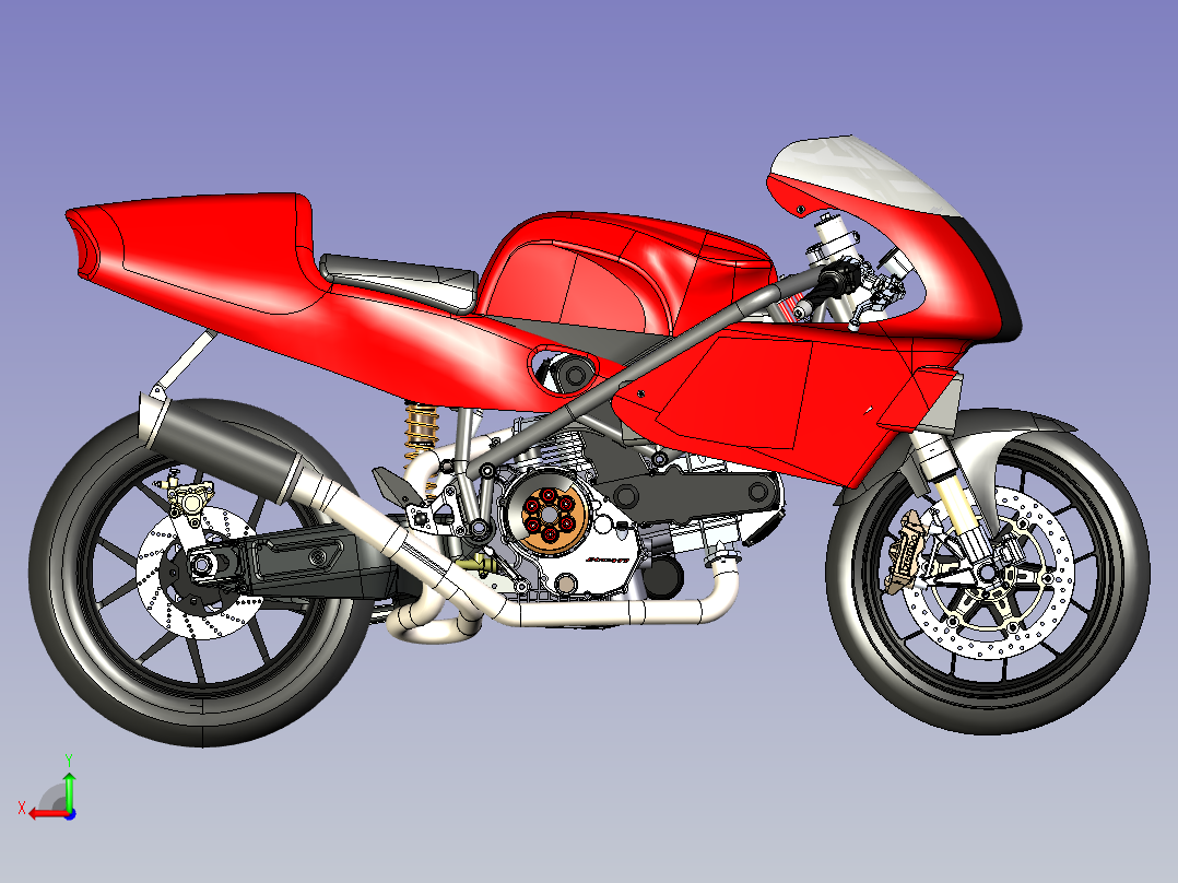 杜卡迪848摩托车数模后视图