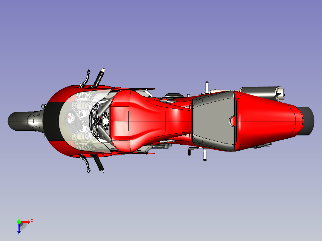 杜卡迪848摩托车数模俯视图