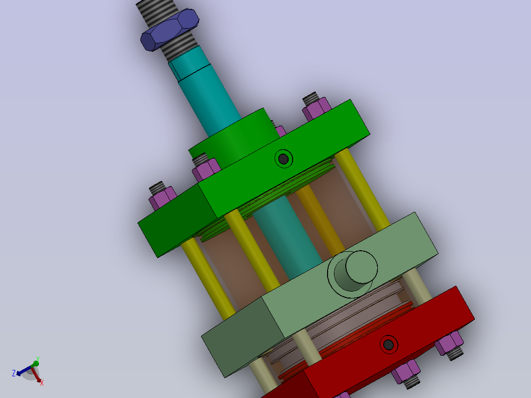 双作用气动缸（拉杆-耳轴安装）160x40x120mm主视图