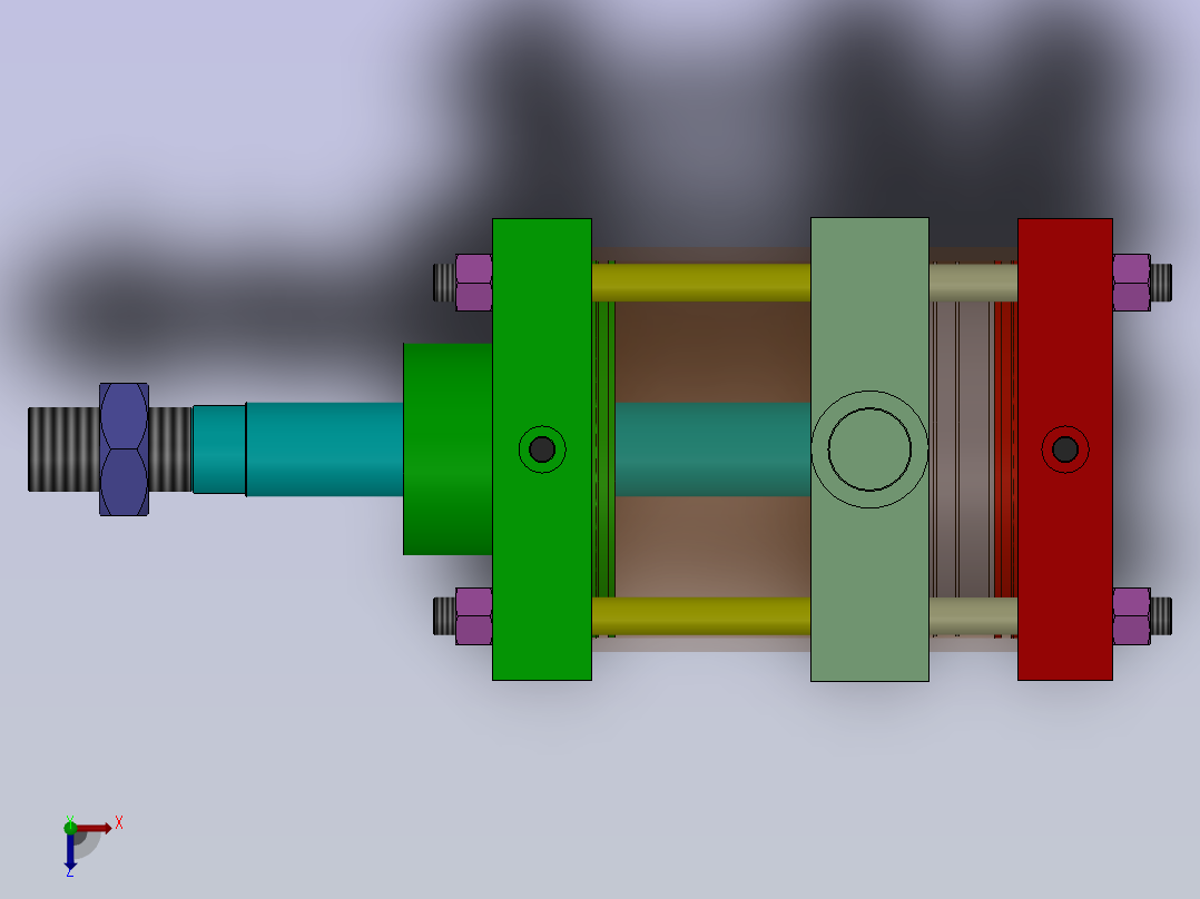 双作用气动缸（拉杆-耳轴安装）160x40x120mm俯视图