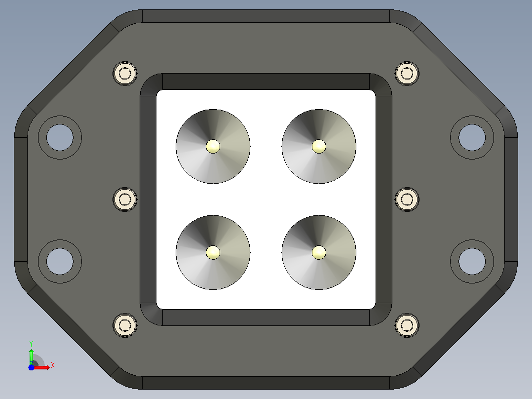 嵌入式安装吊舱 LED 灯前视图