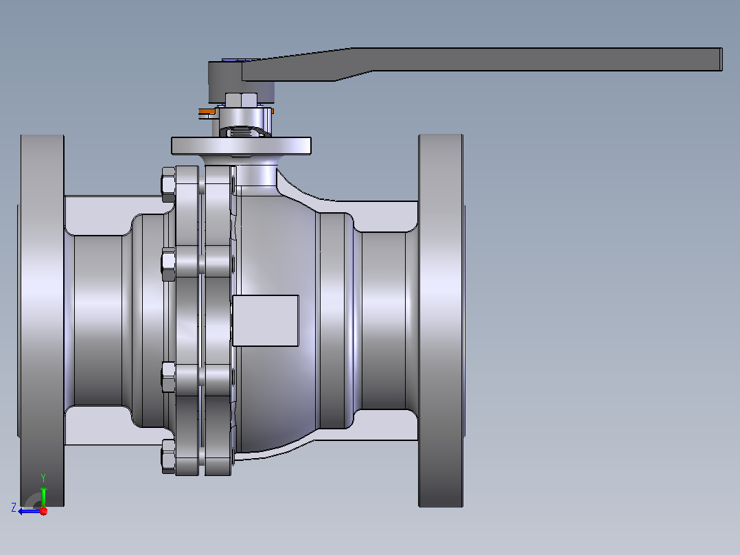 手动球阀User Library-Flange C300DN100右视图