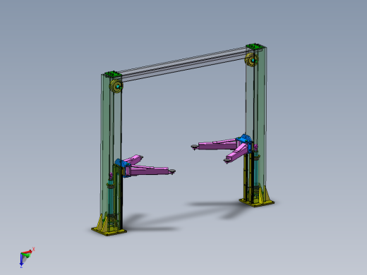龙门式双柱举升机优化设计（SW+CAD+说明书）
