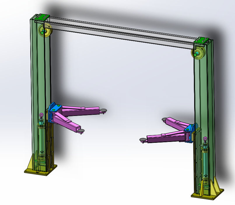 龙门式双柱举升机优化设计（SW+CAD+说明书）