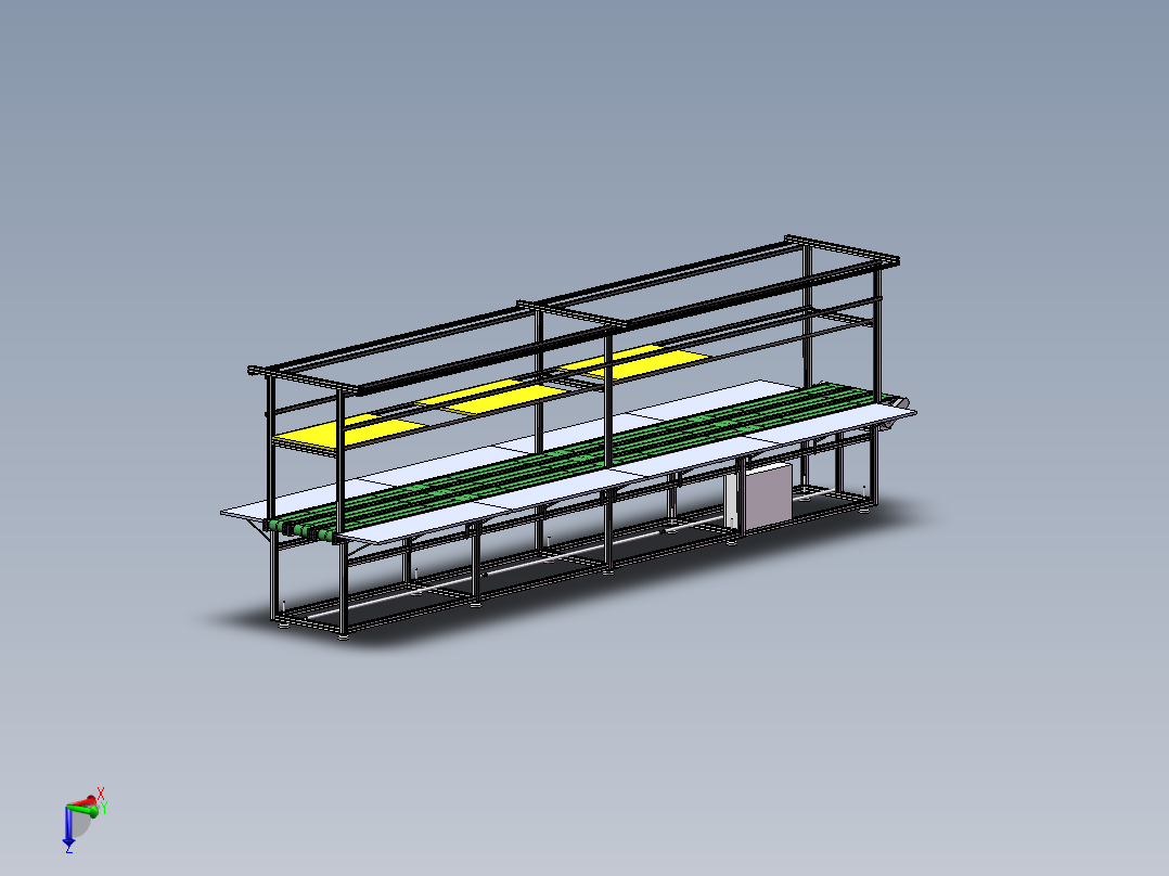 3层6米皮带输送流水线操作工作台3d图